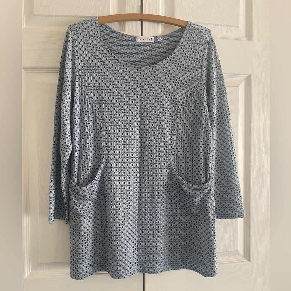 HabitaT 3/4 Sleeve Patterned Shirt with Pockets